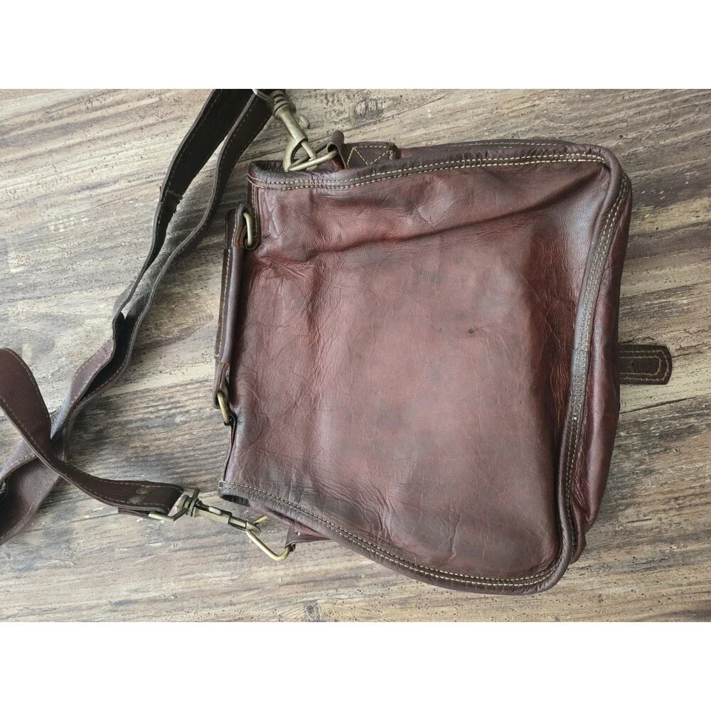 What Daisy Did Recycled Leather Messenger Bag Dark Brown Flap Crossbody Shoulder